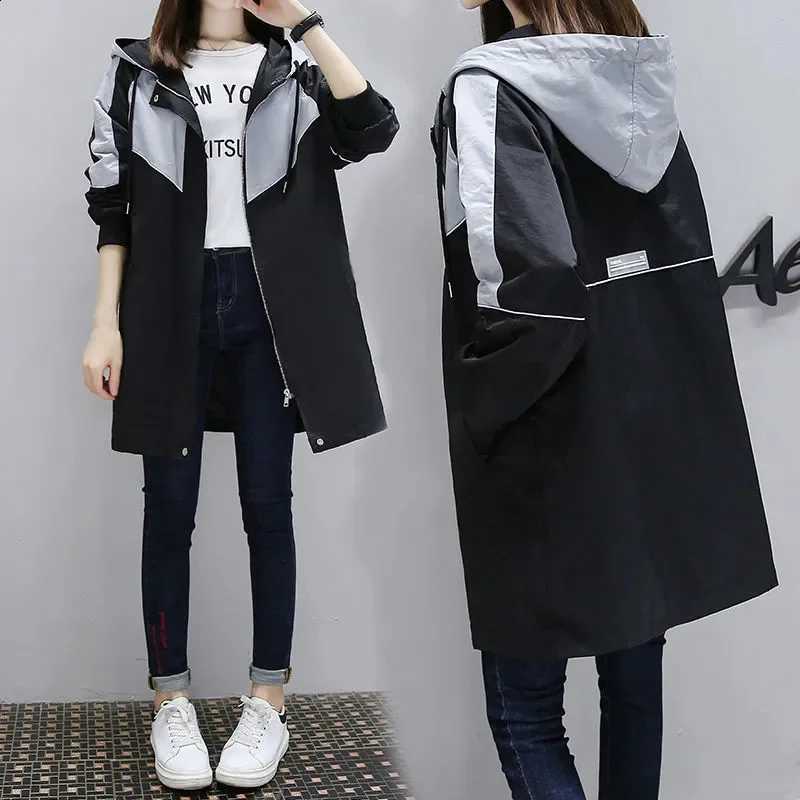 With Windbreaker Oversized Lining Women's Spring Autumn Korean Casual Temperament Zipper Dovetail With Hooded Female 407 D2609091