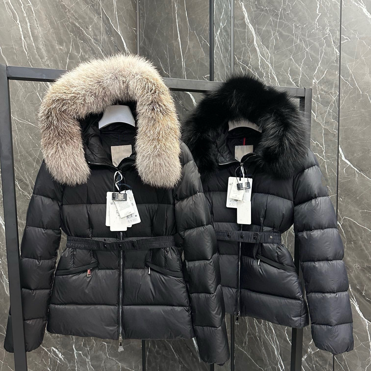 Designer Womans coat women jacket winter boed short down jackets fur coats real raccoon hair collar Puffer jacket women parka with belt lady cotton
