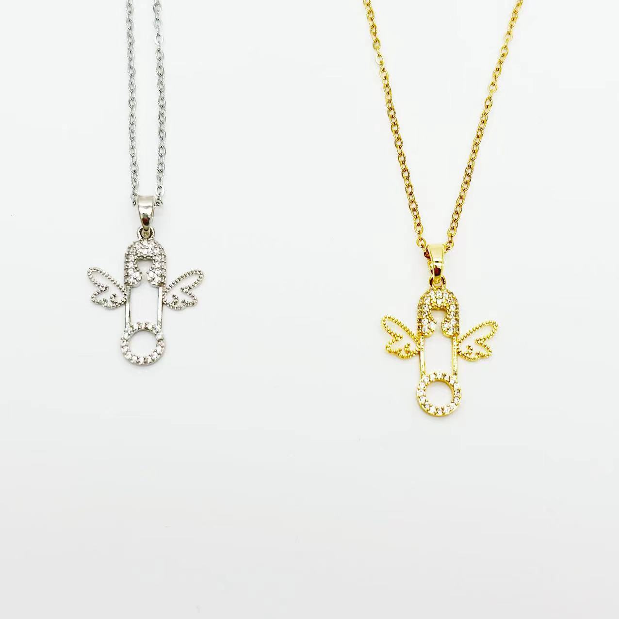 European and American foreign trade wing pin, popular full-diamond micro-paved niche heavy-duty necklace for women, non-fading light luxury pendant