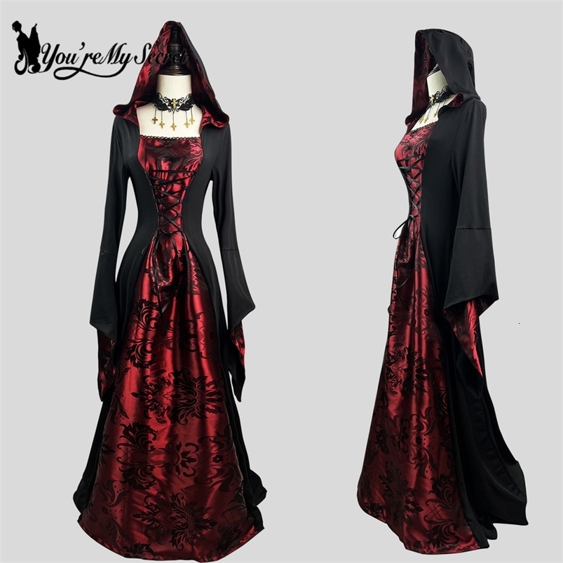 Youre My Secret Womens Dress Cosplay Vampires Halloween Carnival Party Adult Costume Medieval Retro Gothic Hoodie Witch Robe 260917