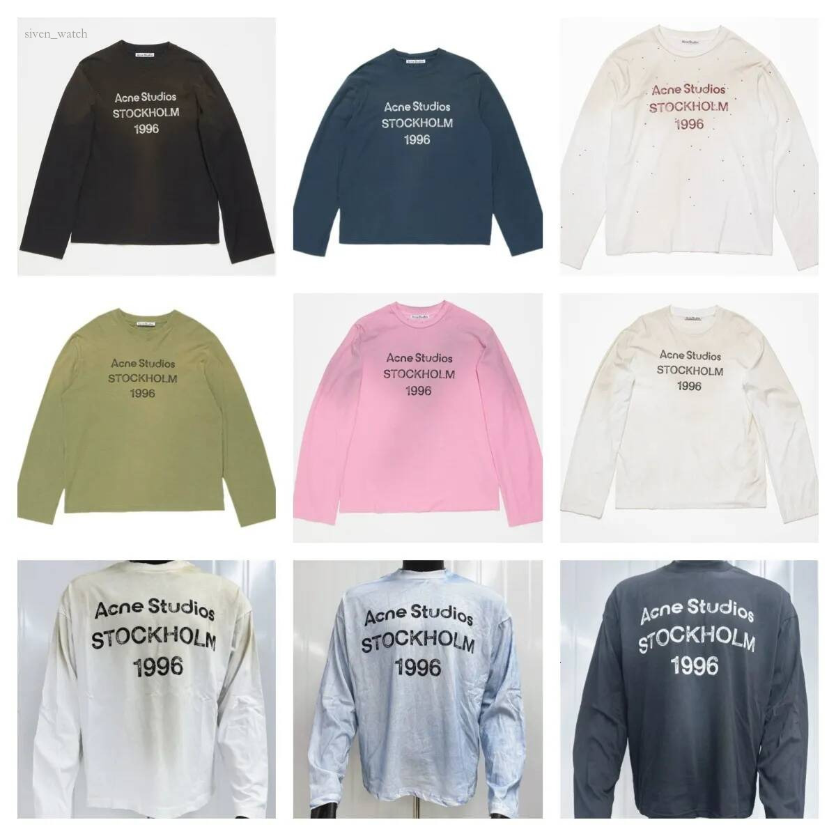 acneness studios shirt washed distressed letter print high street long sleeve loose fit unisex couple T shirt High quality fashion acneastudios long