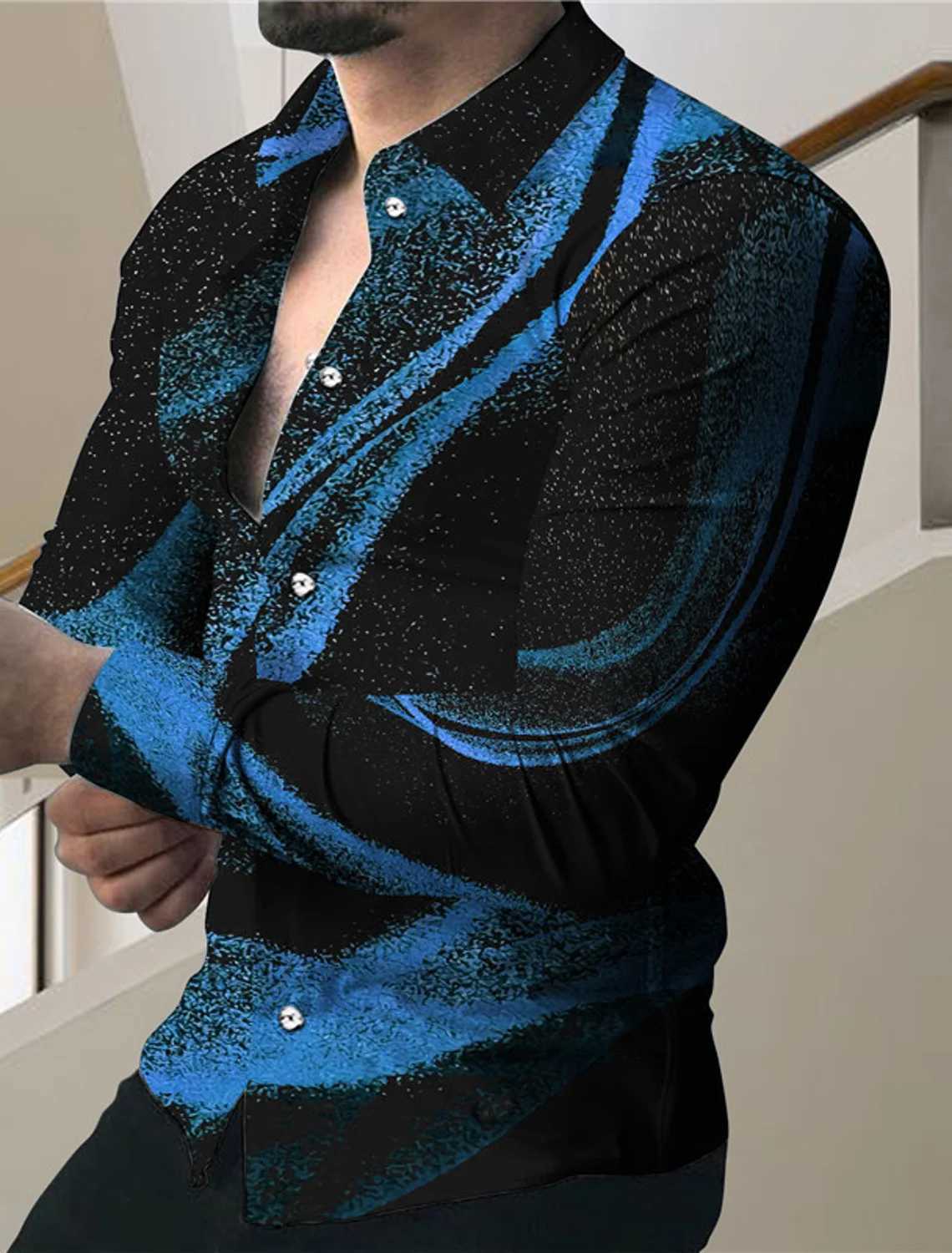 Men's shirts Men's shirts Daily autumn and winter tops Men's fashion all-match long-sved shirts 3d simple lines Q260917