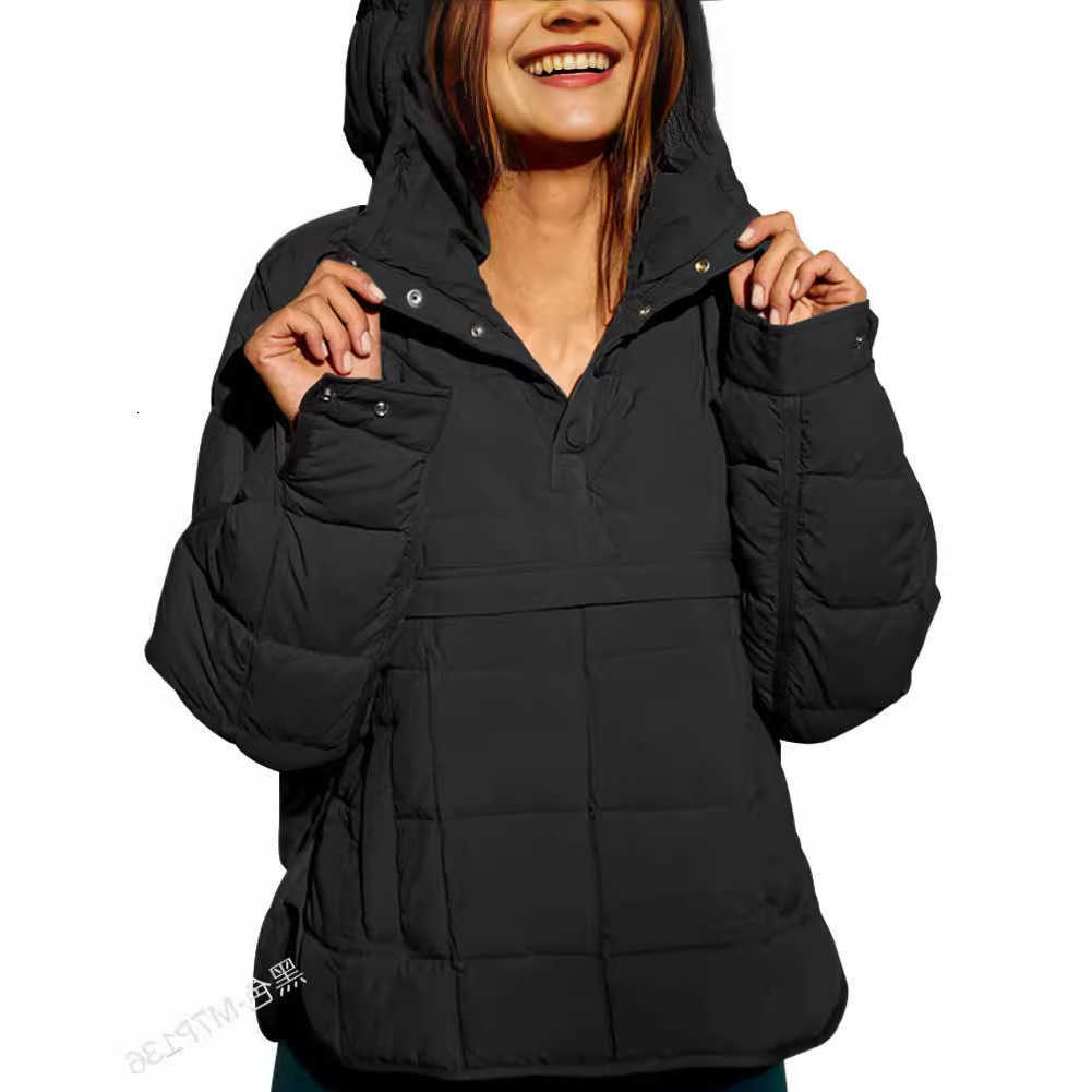2025 Women Winter Warm Clothes Cotton Solid Color Button Hooded Long-sleeved Loose Fashion Plaszcze Zimowe Damskie Jassen Dames H260917