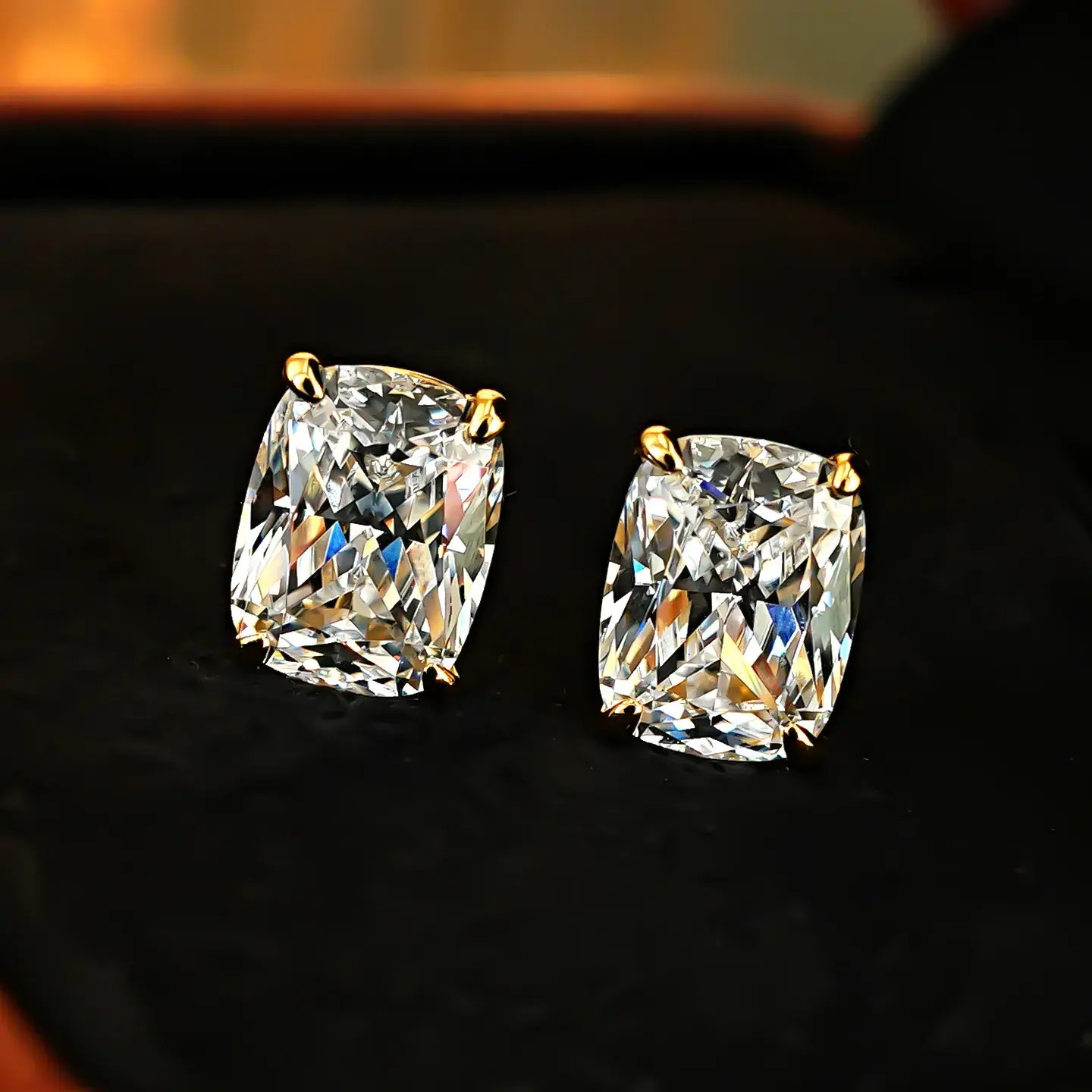 Mini Flat Stud Earring Choucong Ins Sparkling Stud Earrings Luxury Jewelry 925 Sterling Silver 18K Gold Large Cushion Shape 5A Zircon Diamond Party