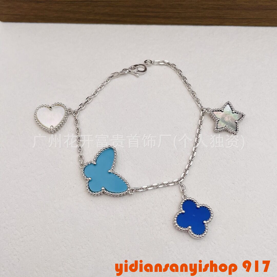 Designer Jewelry V Gold Four-Leaf Clover Lucky Butterfly Four-Flower Women Thick-Plated Fashion Bracelet Five-Pointed Star Bow vanlies cleef bracele