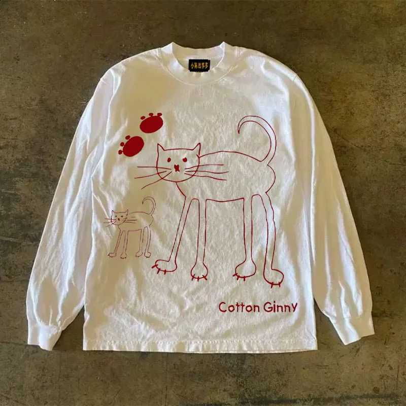 Heavyweight 310gsm Pure Cotton Long Sleeve T-Shirt American Retro Oversize Streetwear Versatile Comfortable Breathable round ... X2609166