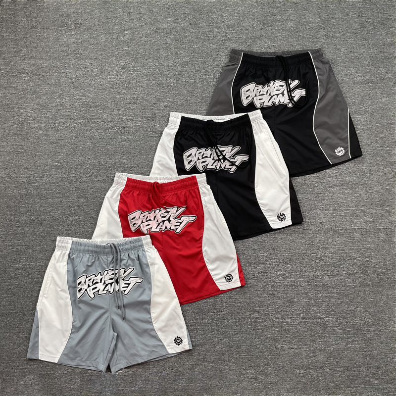 Street Summer Unisex Casual Shorts Contrast Color Embroidery Logo Letter Print