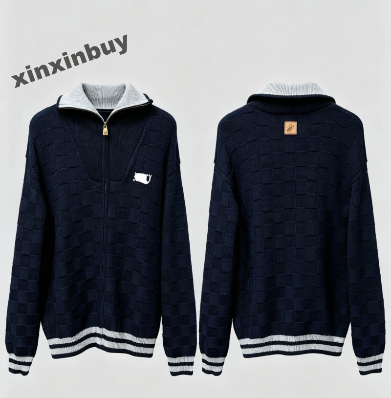 Men Checkerboard Knitted Cardigan pattern Sweatshirt Hoodie Designer Women Paris cotton Long Sleeve Man Paris Street white green M-3XL