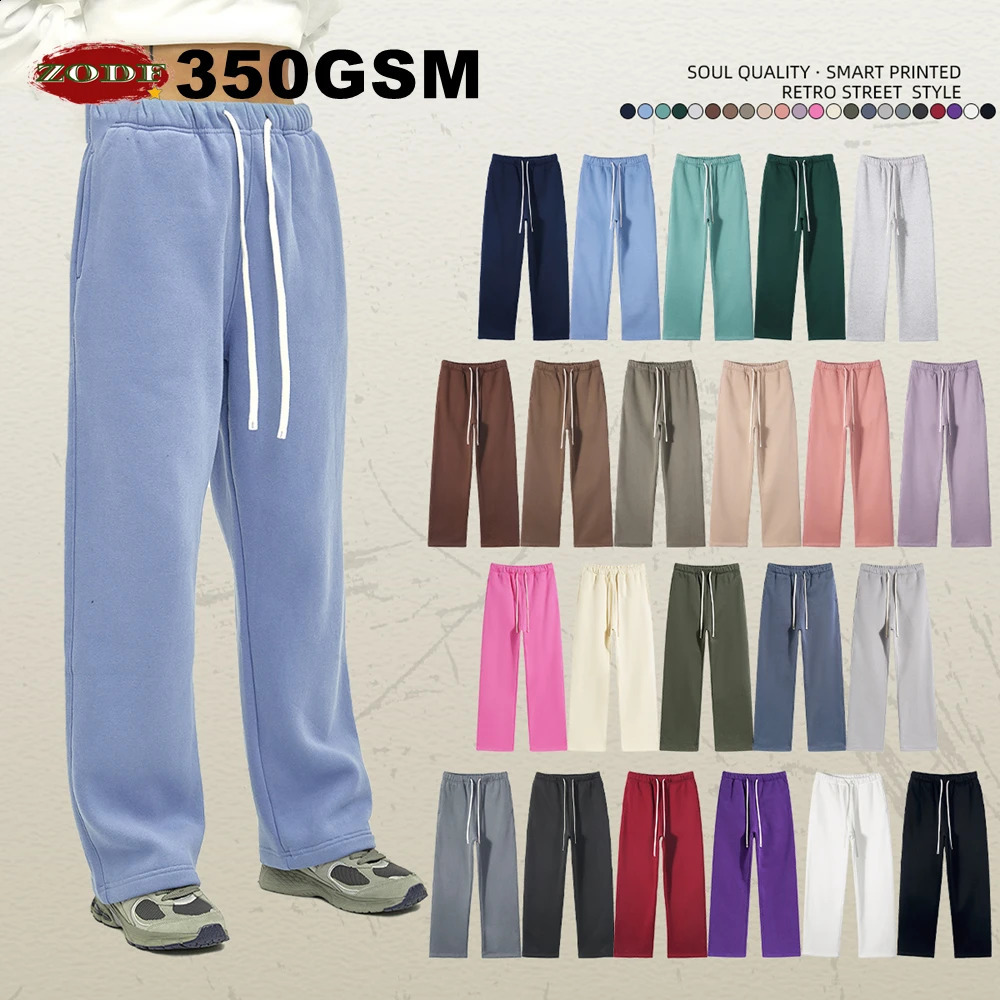 ZODF Men Casual Winter 350sm Fleece Pants Unisex Loose Soft Comfortable Sport Solid Straight Trousers HY0643 260910