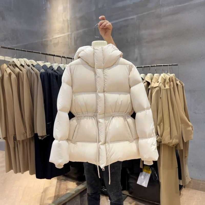 Fashion Hooded Cotton Coat Winter for Women 2025 Slim Fit Padded Jacket with Belted Waist Casual Thick Warm Outerwear Trendy Sim H260917