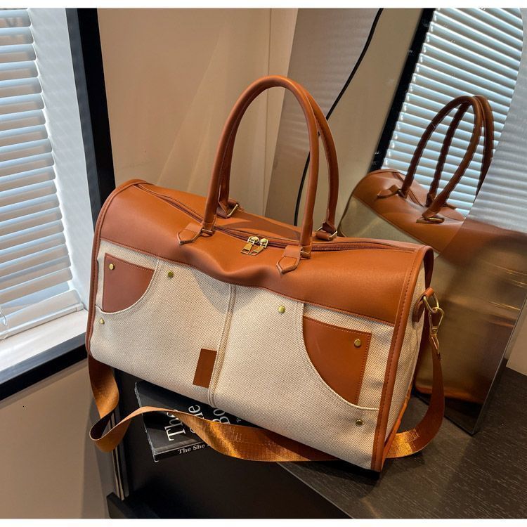 Travel Woven Large Capacity High-End Feel Single Shoulder Business Trip Fitness Storage Korean Style Women's Tote Bag Wholesale 92