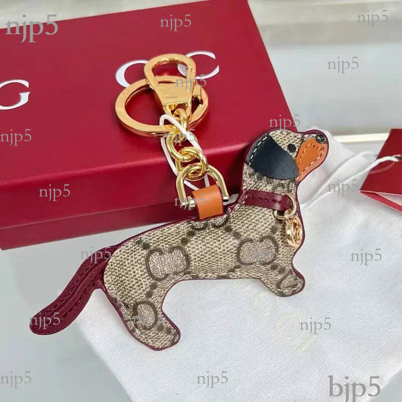 Designer classic animal leather car keychain stylish bag charm cute cartoon pendant small Optional no gift box