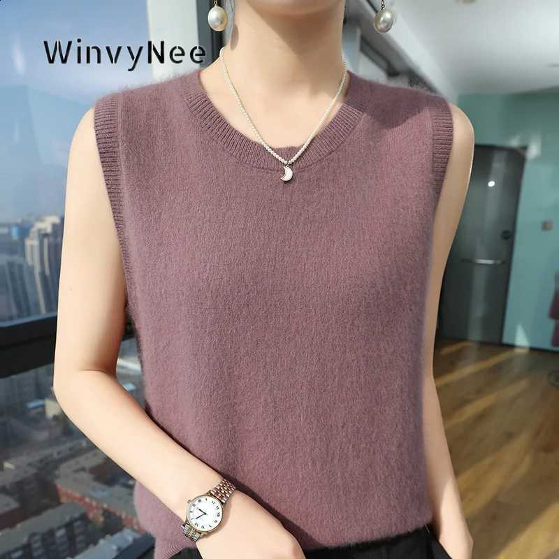 Neck Crew WinvyNee Knit Women Vest Plush Mink Cashmere Brushed Fabric Relax Fit Gentle Trendy Winter Sleeveless Garment C1248042W260915