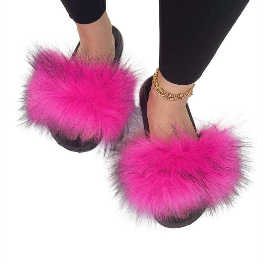 Women house Slippers 2026 New Lightweight Home Faux Raccoon Plush Y2k Punk Style Hot Girl Fur Slippers Ladies