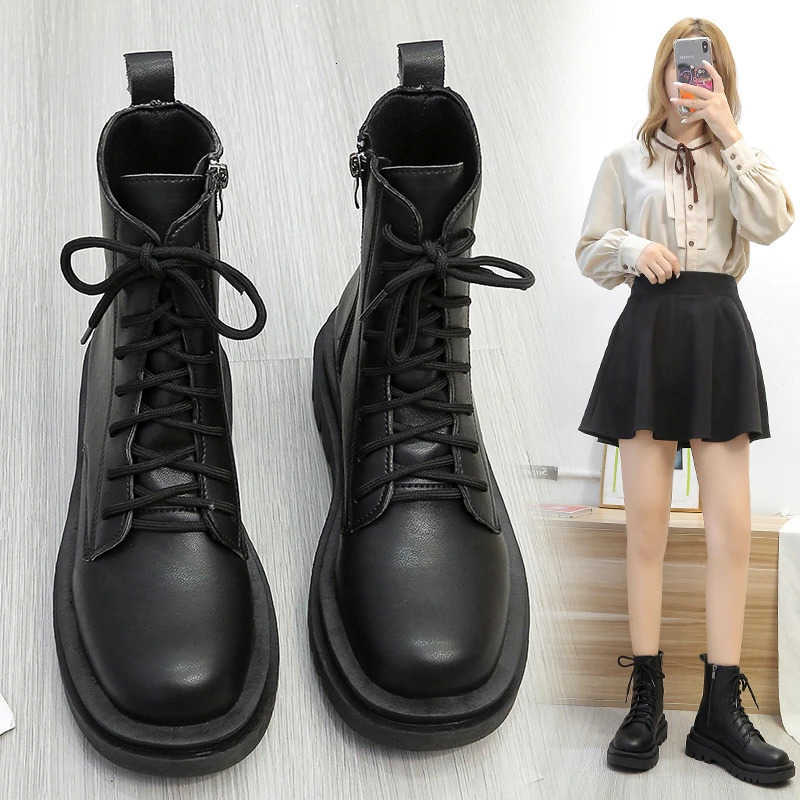 Autumn Platform Shoes New Women's Round Toe Side Zipper Ankle Boots for Women Casual Sneakers Outdoor Women's Platform Boots D260917
