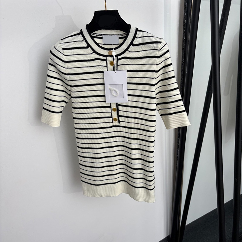 Striped t Shirts For Women Slim Fit Casual Mid Sleeve Pullover Summer Preppy Style Versatile Chic Knit Tees