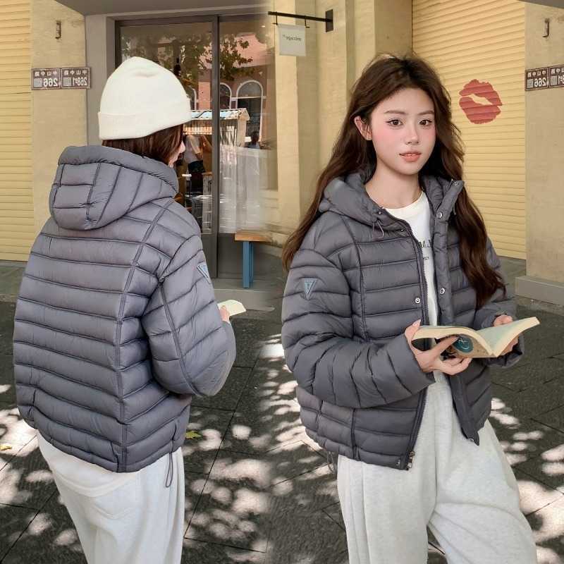 Hooded Winter Down Cotton Solid Quilted Women Short Jackets Zipper Pockets Padded Cotton Fill Casual New Loose Fit Outer Garment H260917