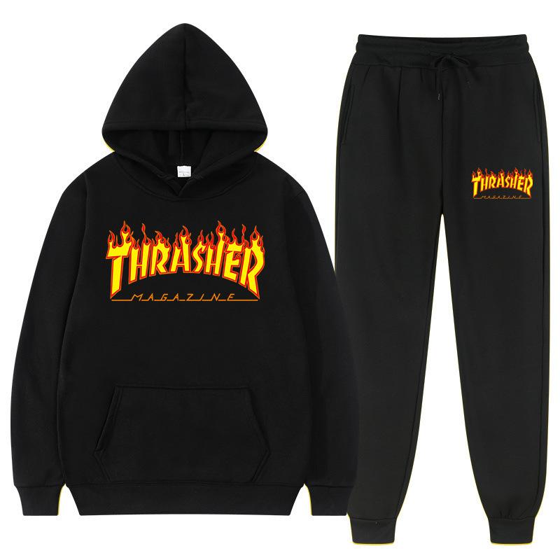 Thrasherrrr Designer Hommes Sweat À Capuche Ensemble Sportswear Hommes Sweat À Capuche Pantalons Ensembles Pull Joggers Survêtements Automne Casu