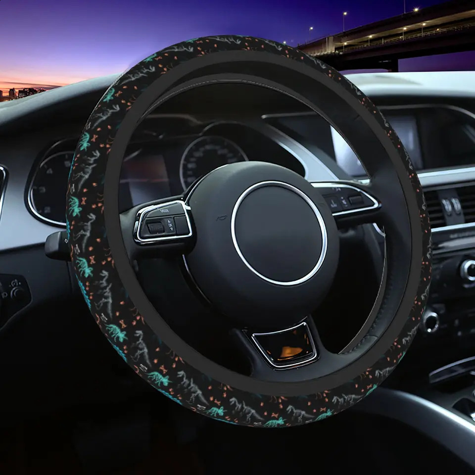 Dinosaur Skeleton Car Steering Wheel Cover 38cm Antislip Animal Cartoon Cute Steering Wheel Protective Cover 260916
