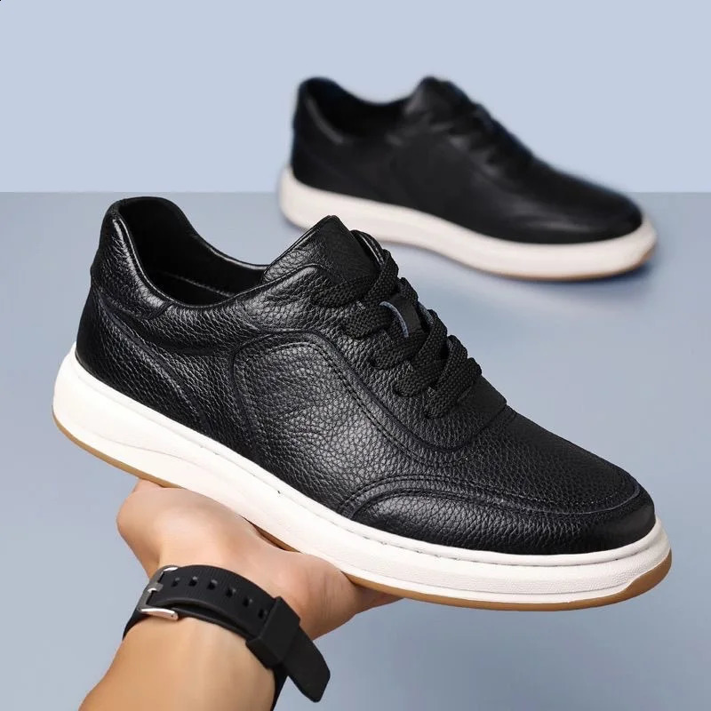 2026 Mens Leather Shoes Casual Spring Autumn Fashionable Genuine Cowhide SlipOn Breathable Comfortable AntiSlip 260917