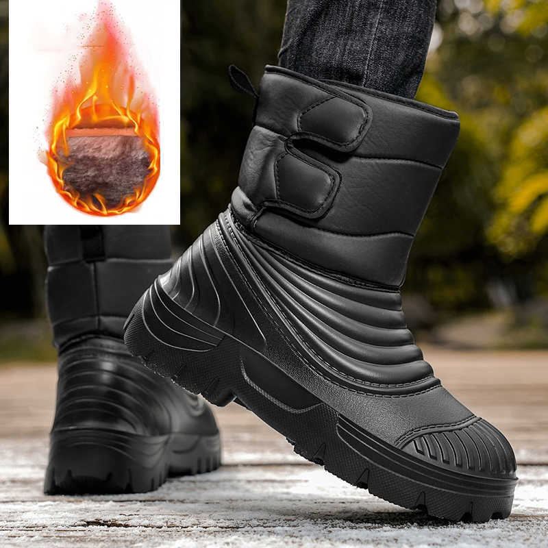 Winter Mens High Snow Boots Waterproof Wide Toe Big Size 49 50 51 Plush Lined Super Warm Shoes Botines Hombre Bottine D260917
