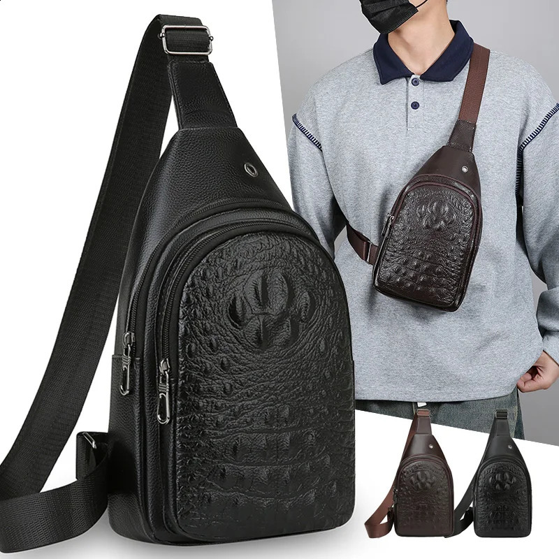 Business Casual Crossbody Bag Soft PU Leather Chest Sling with Phone Pocket for WhiteCollar Professionals 260917