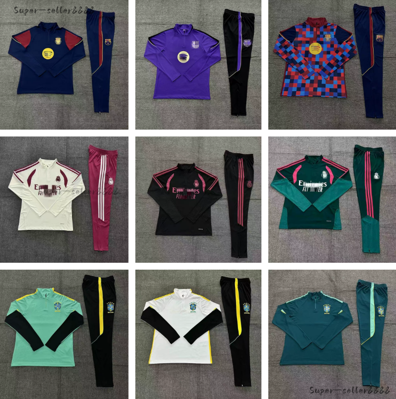 Men 26 27 Football Tracksuit Brazil Training Set Adults Soccer Jersey Casual Sports Shirts Long Sleeve Designer Sports Hoodie Pants 2 Piece Sets Cas