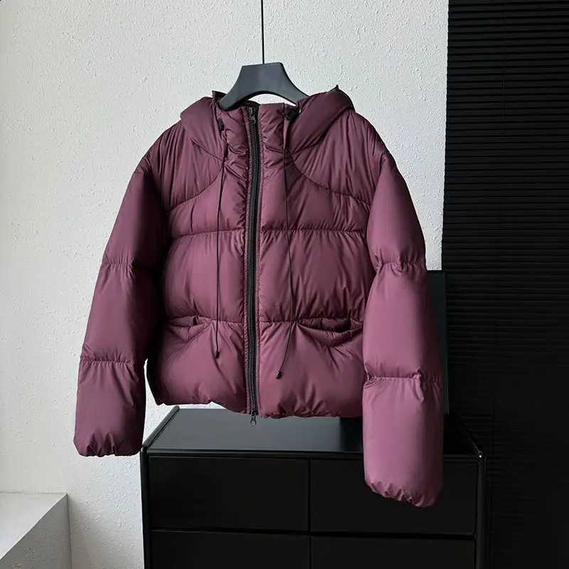 Women 2026 Loose Fluffy Hooded Down Jackets Winter New Thick Short White Duck Down Coats Female Solid Color Outerwear Y711 H260917