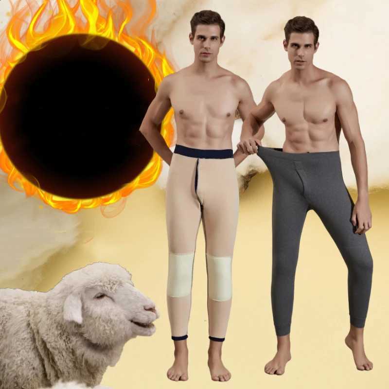 Winter Warm Mens Warm Leggings Tight Men's Long Johns Fleece Wool Warm Underwear Elastic Tights Male Thermal Warm Pants H260916