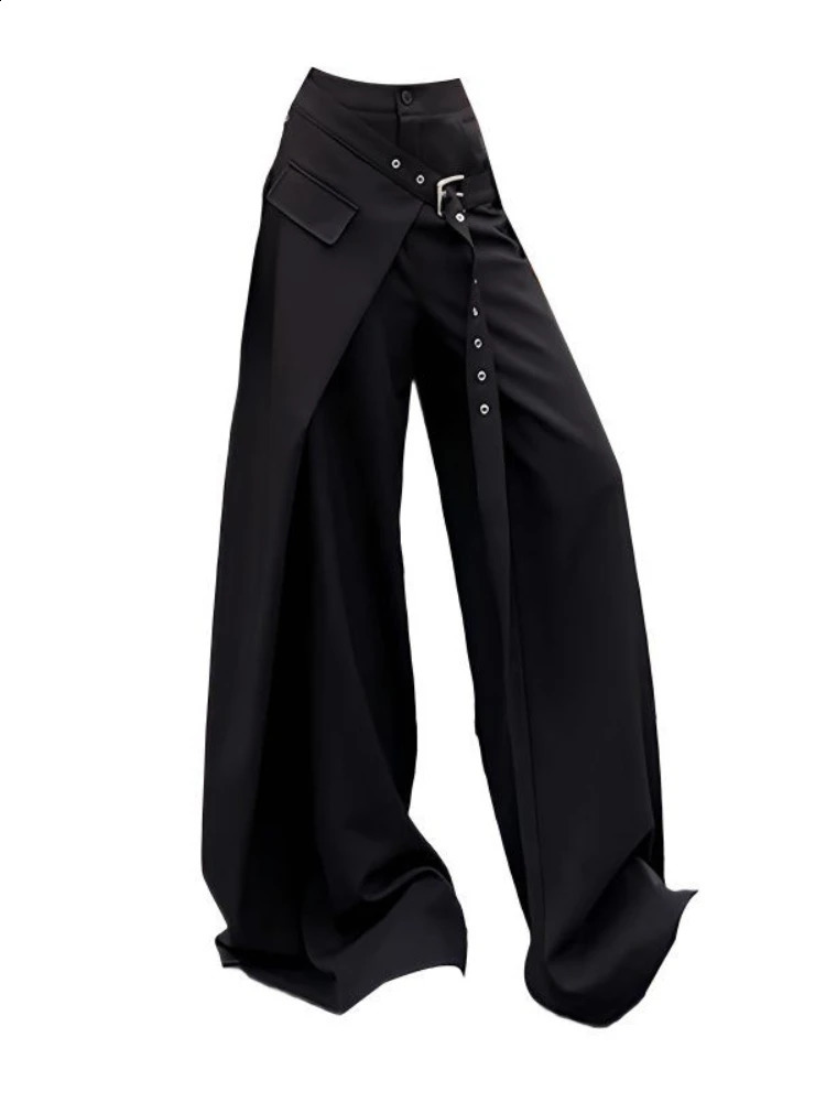 Japanese Y2K Harajuku style girl trend false twopiece suits wide leg pants autumn American retro loose floor womens 260917