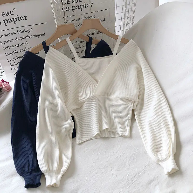 Large Size Women's Spring Off-the-Shoulder Pullover Sweater Top 260916