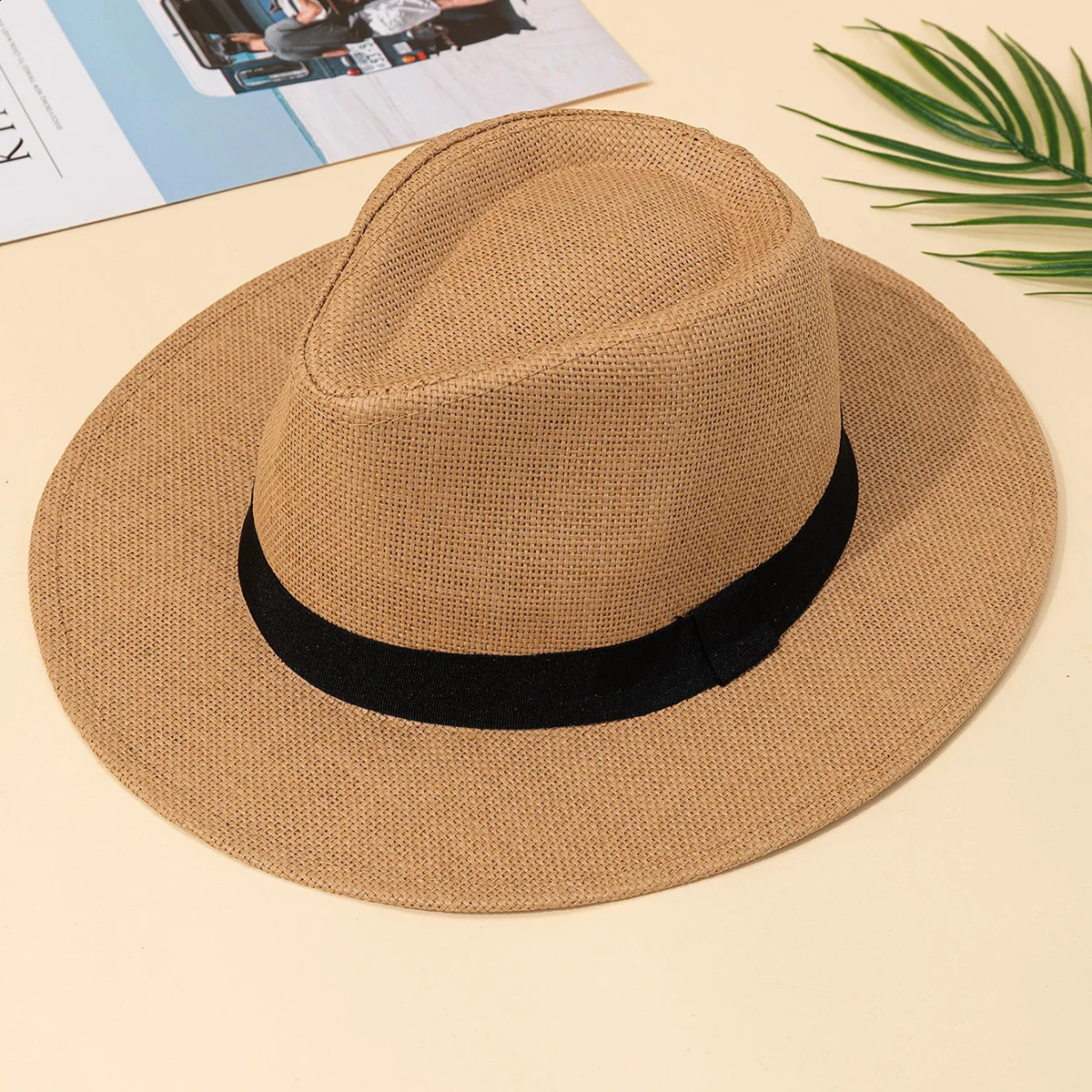Hat male summer vacation beach hat English style wide brimmed sun shading Panama straw female 260916