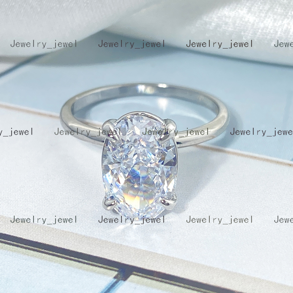 Simple Classic Fine Jewelry Wholesale Platinum Rhodium Plated 925 Sterling Silver Engagement Wedding Rings Prong Setting