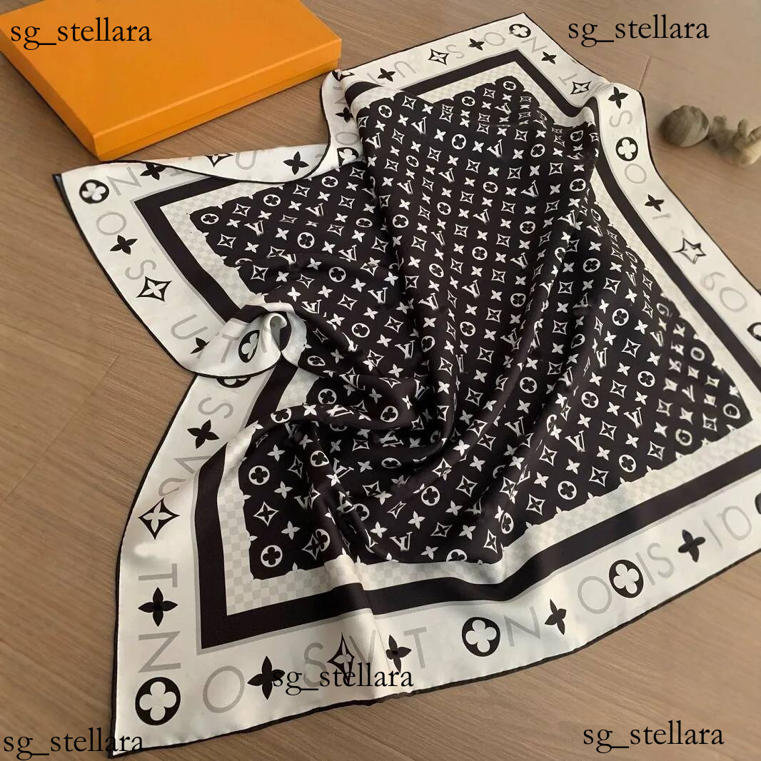 Women Print Satin Silk Scarves Square Designer Scarf Hijab Neckerchief Female Hair Ribbon head scarf Wrist Foulard Shawl Wraps 90x90cm Hot