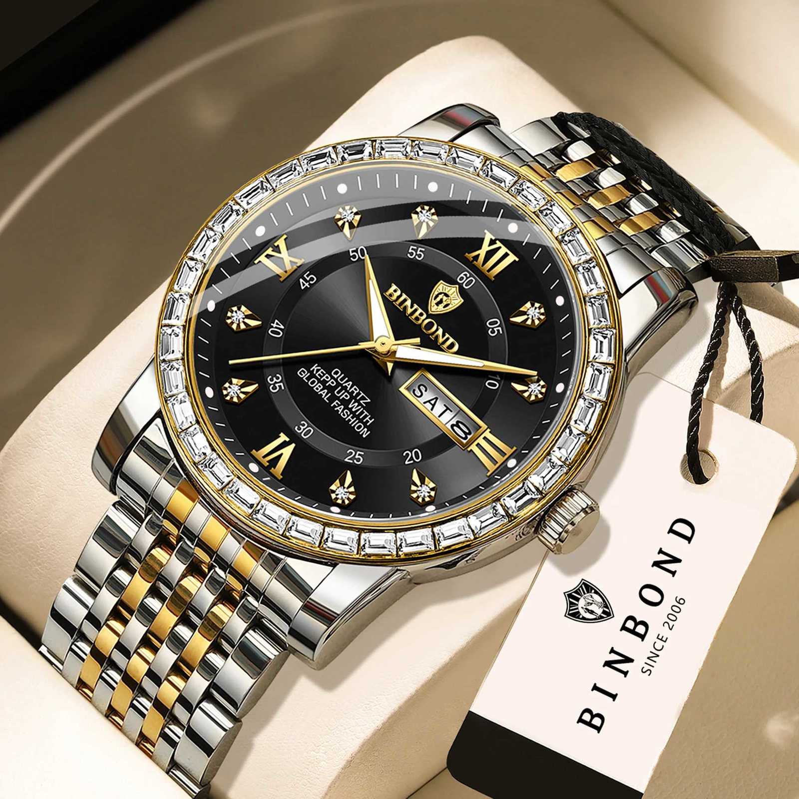 BINBOND Orginal Top Brand Precise Quartz Watches For Men Luxury Luminous Waterproof Men's Watch Durable Stainless Steel RelojT260916