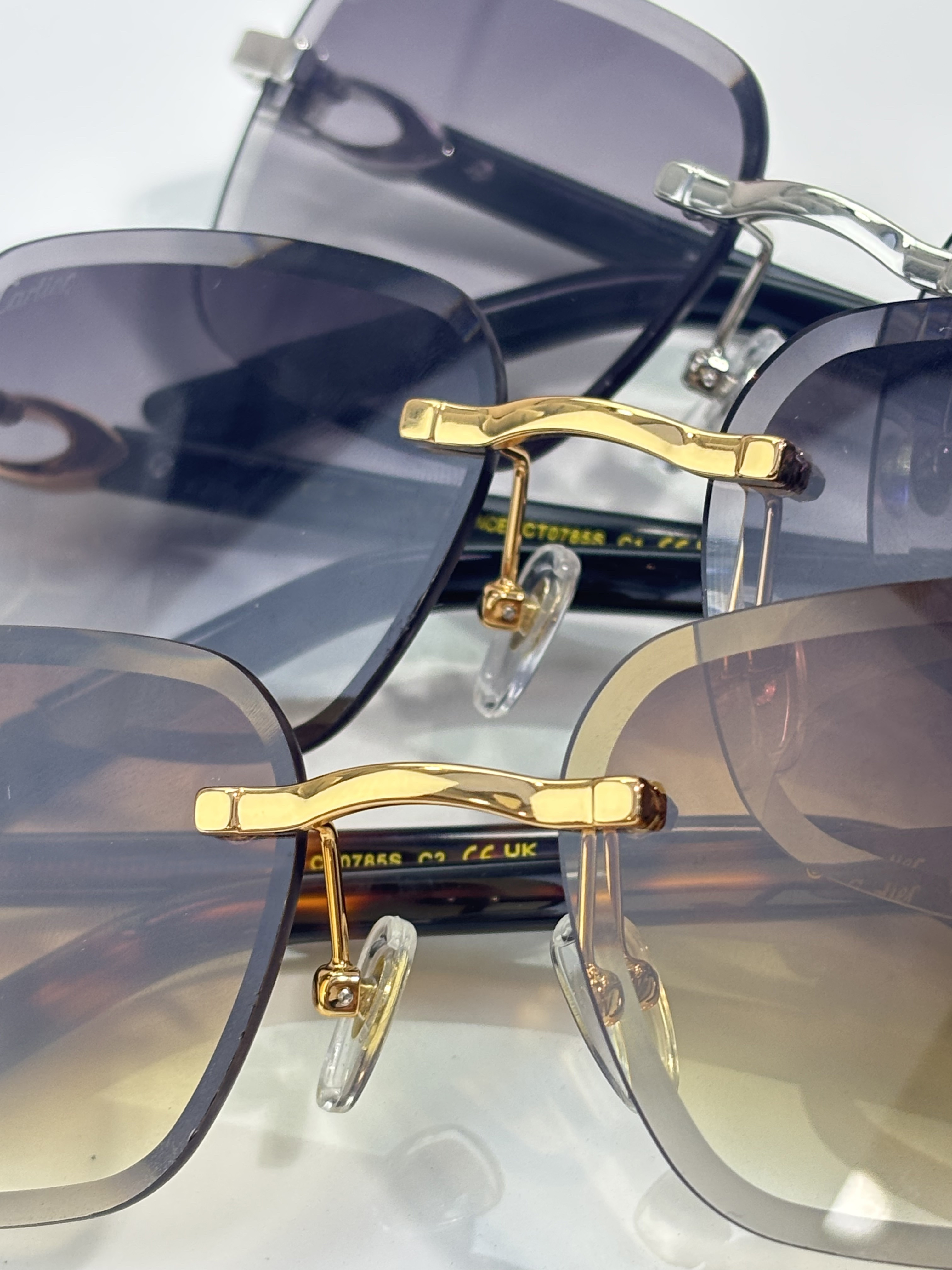 Gradient Sunglasses for Women Designer Glasses Men Gold Frame Square Buffalo Horn Glasses Rimless Polarized UV Protection Pink Black Blue Lens Luxur