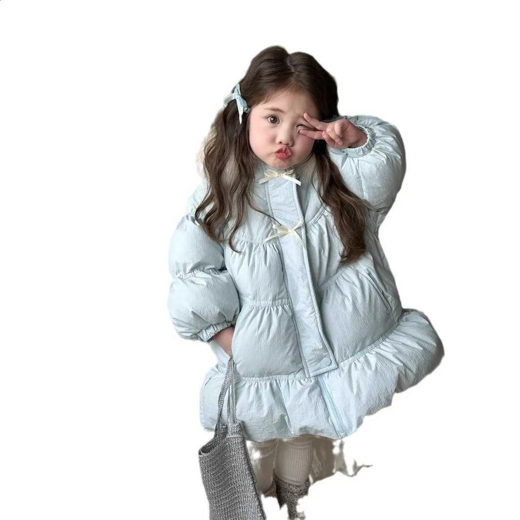 Jacket Bow down Girls Hooded Winter Coat 90% White Duck down Fur Collar Infant Kids Children's Sweet Clothing J260917