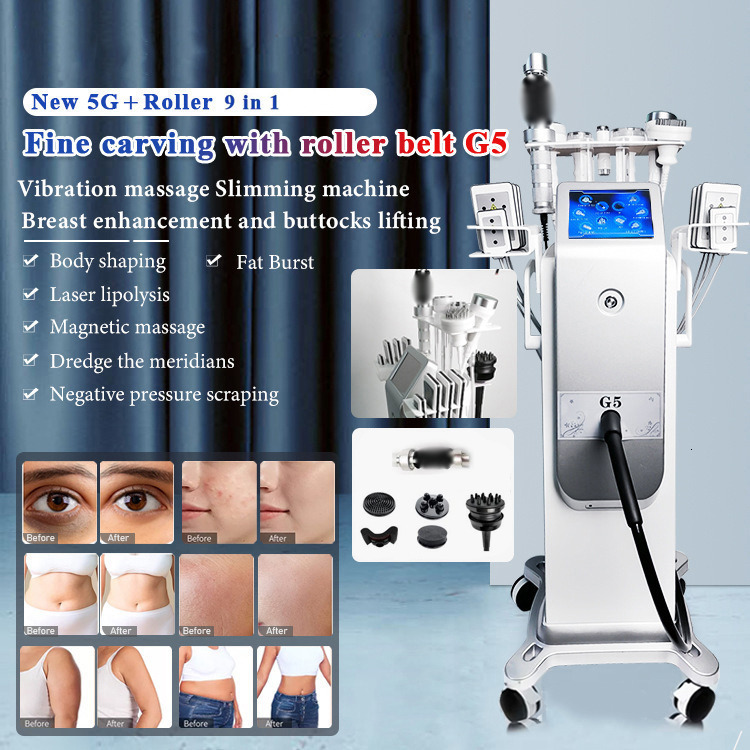 New Sphere Rolling Skin Smoothing 9 in 1 Vacuum Cavitation Lipolysis Body Slimming Negative Pressure Lymph Detox G5 Vibration Massage Equipment
