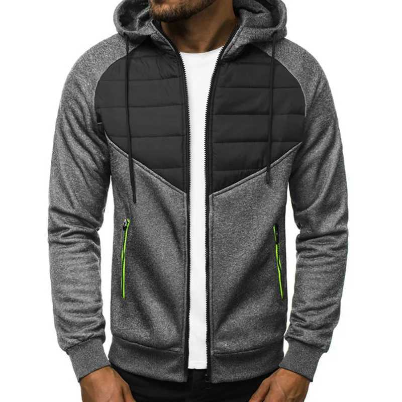 Men Designer Jacket Spring Autumn Zipper Hooded Jacket Men Long Slve Patchwork Mens Cardigan Jackets Slim Outerwear Coat Men S260917TWZD