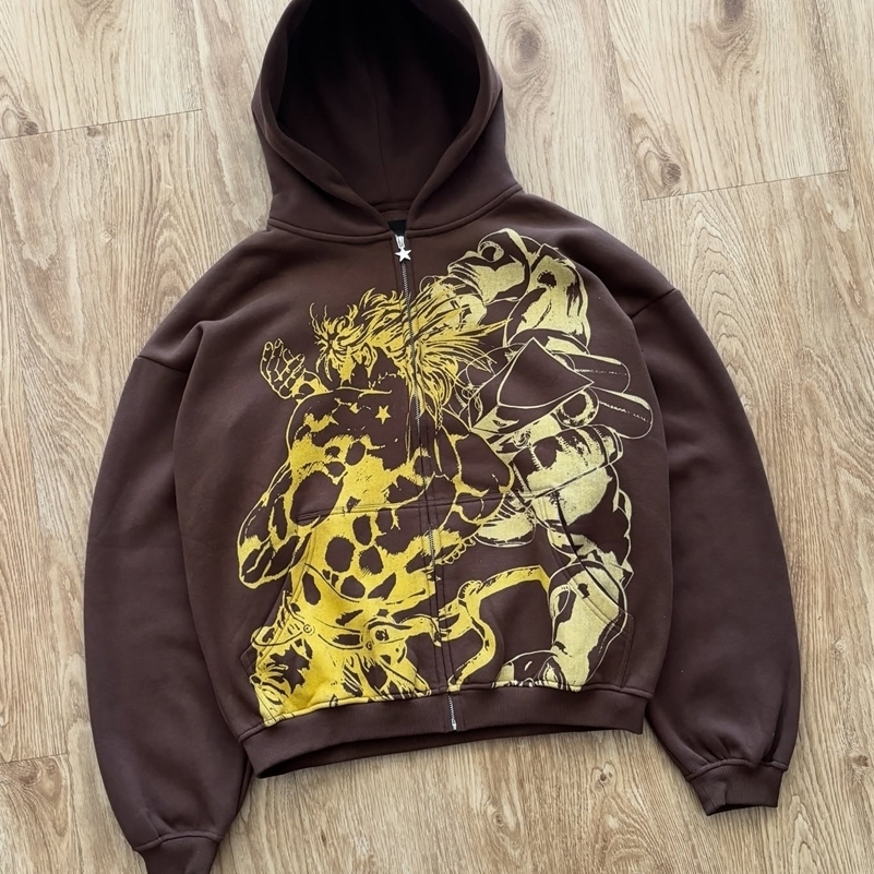 Y2k Stands Hiphop Bizarre Adventure Hoodies Harajuku Oversized Mens Womens Zipper Hoodie Hip Hop Couple Street Sweatshirt 260911ww