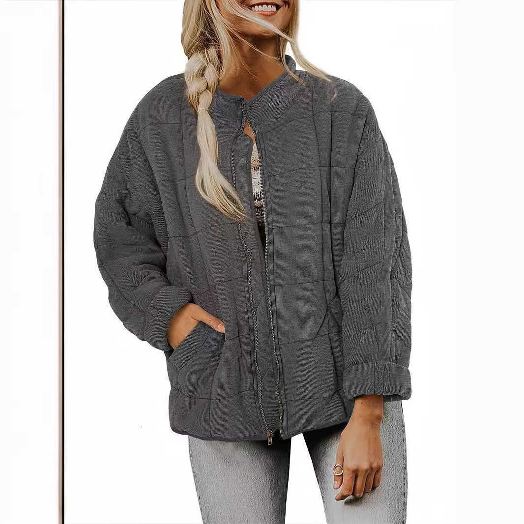 Thick Solid Women Stand Parkas Collar Jackets Zipper Pockets Spliced Coats Warm Full Sleeve Jacket Casual Elegant Winter 2026 H260917