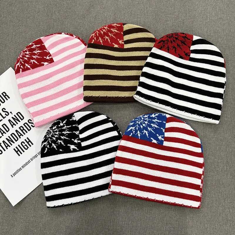 Classic Stripes Jacquard Beanies Women Men Skullcap Autumn Winter Outdoor Warm Knit Hats Unisex Hiphop Skiing Cold Hat FashionT260916