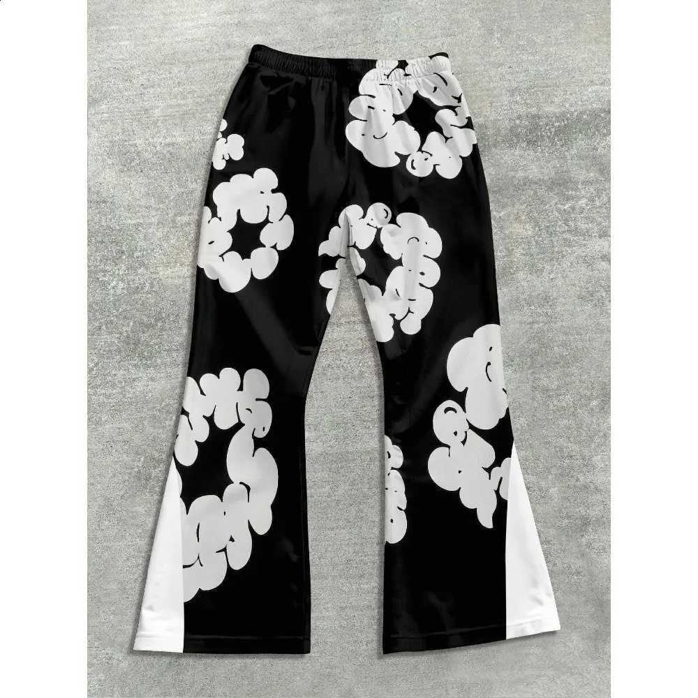 selling men's Hot casual street style fashion cross print fashion micro horn black and white color block design sports pantsT260917