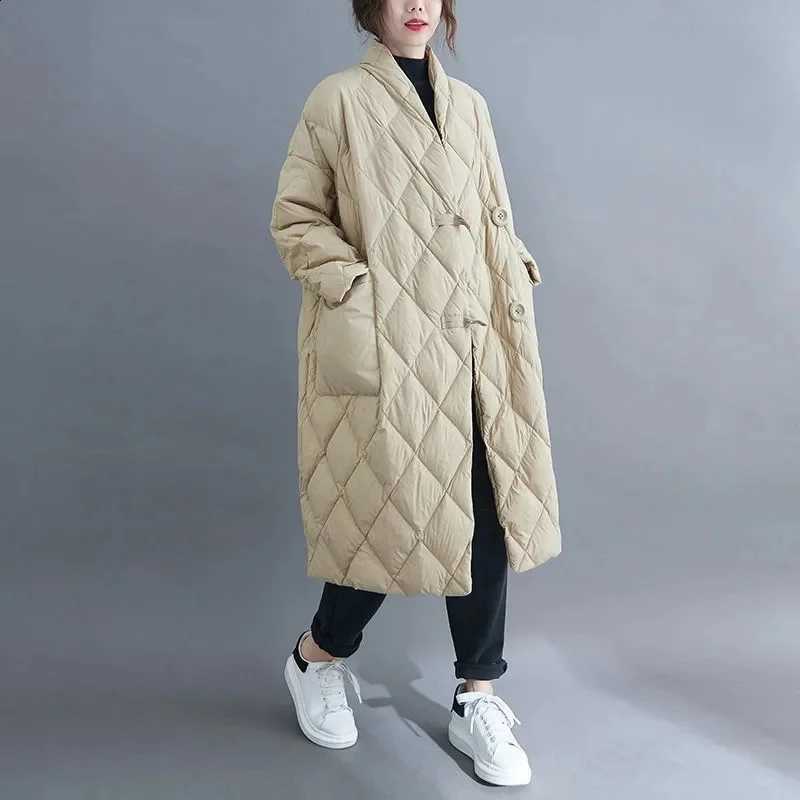 New 2023 Winter Women Long Jacket Femmes Quilted Warm Lightweight Down Cotton Coat Loose Oversize Parkas Padded Female Outerwear H2609171