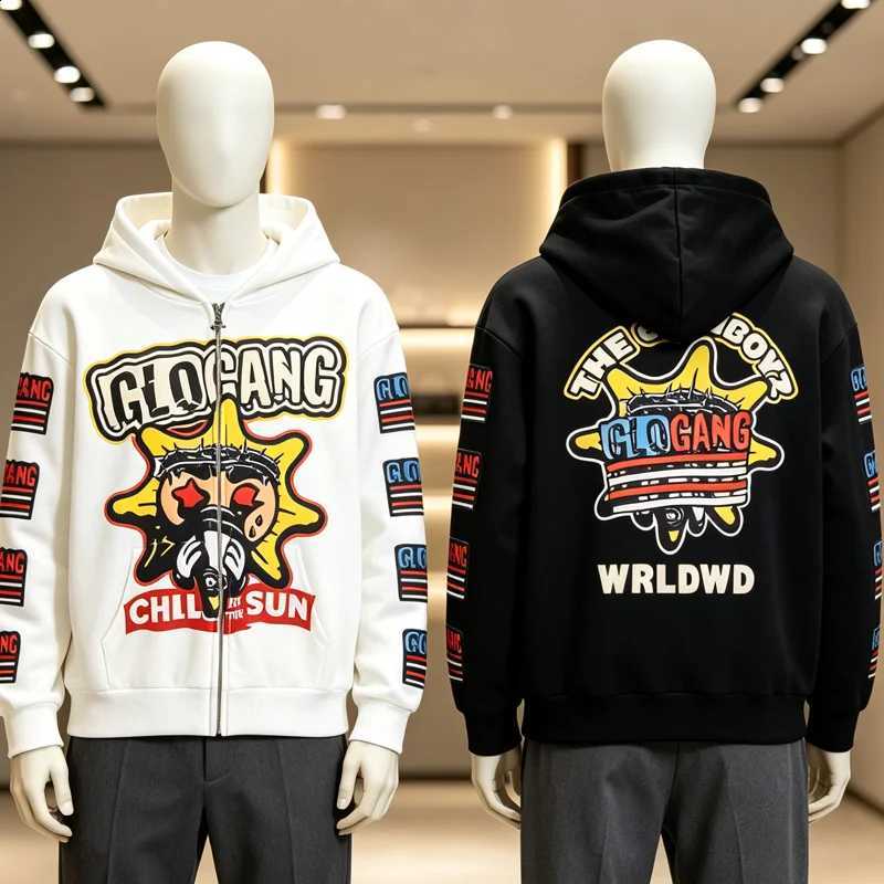 Hip Hop Streetwear Glo Gang Hoodie Winter Casual High Quality Thick Fabric Sweatshirt Patchwork Embroidery Jacket X260916