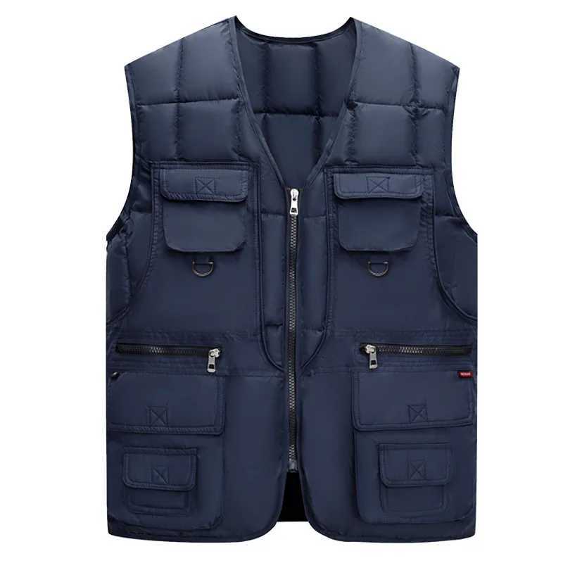 Men's Cotton Down Vest for Autumn and Winter Multi Pockets Waistcoat for Inner Outer Wear Fisherman Photographer Vest VT-313 Q260917