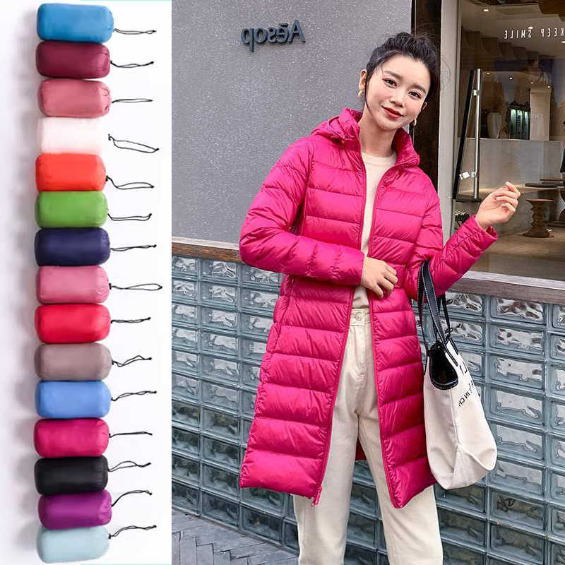 Coat 2023 Down Women's Duck Thin Medium Hoodie Light Weight Jacket Autumn Fall Spring Jacket Clothes Candy Color H260917