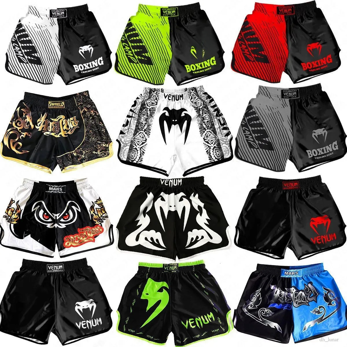Designer Venums Shorts pour hommes Formation Muay Thai Combat Fitness Pantalons de sport de combat Imprimé Vêtements de boxe MMA Pantalons de sur