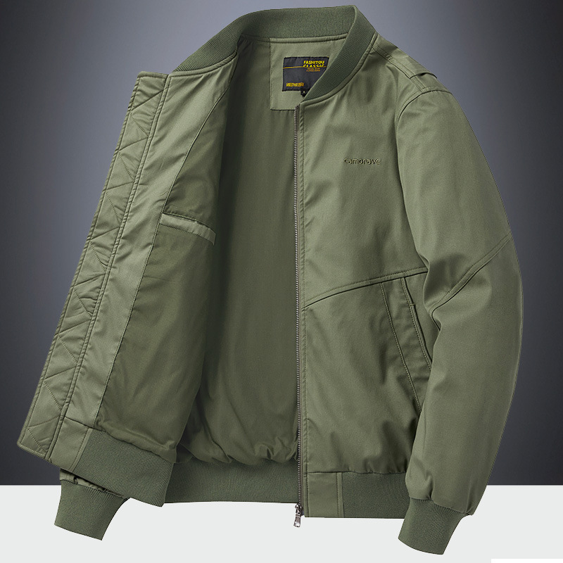 2026 autumn and winter lined thick men's outerwear, loose military style workwear, and flying men's outerwear, baseball jacket, bomber jac