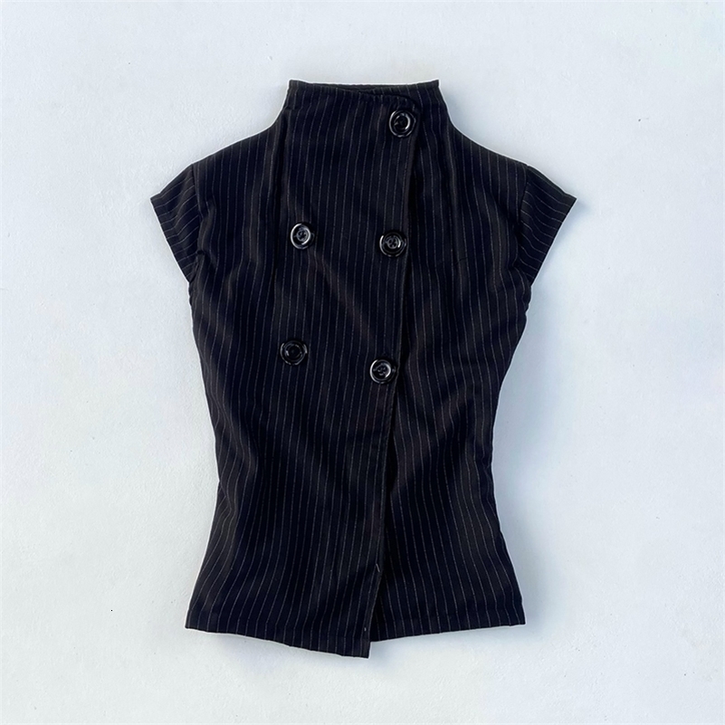 Gothic womens vest fashion Harajuku Y2K striped button accessories sweetheart punk high street rock aesthetic streetwear 260916